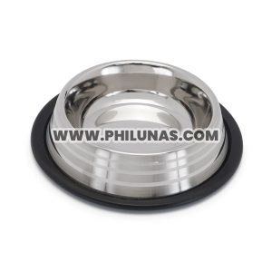 SILVER STRIPE STAINLESS STEEL BOWL WITH RUBBER BASE X1