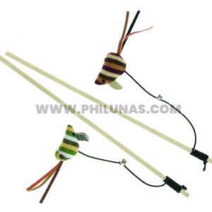 CANE WITH COLOURFUL FABRIC MICE