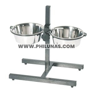 PEDESTAL BOWL STAND WITH 2 BOWLS