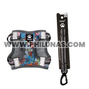 FINLEY-L LEASH + HARNESS Flower ocean leash+harness L