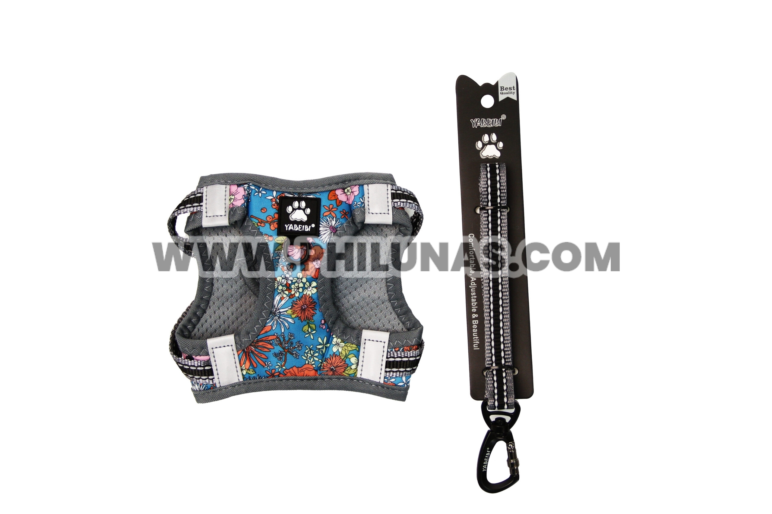 FINLEY-L LEASH + HARNESS Flower ocean leash+harness L