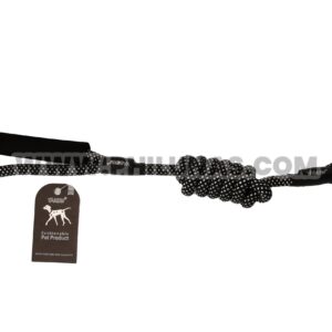 ADEL-8 LEASH leather covering reflective dot with handle BK