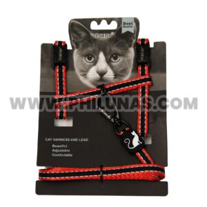 IGLO-10 LEASH + HARNESS-CAT nylon two-color reflective-RD