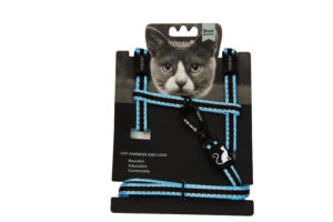 IGLO-10 LEASH + HARNESS-CAT nylon two-color reflective-BL