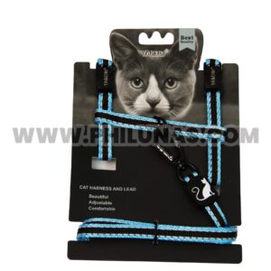 IGLO-10 LEASH + HARNESS-CAT nylon two-color reflective-BL