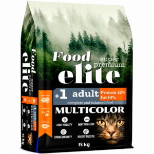 FOOD ELITE ADULT CAT MULTICOLOR WITH LAMB, CHICKEN & SALMON – 15 KG